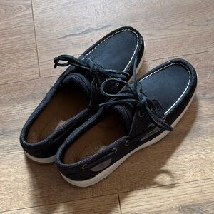 Sperry Navy Boat Shoes with White Soles